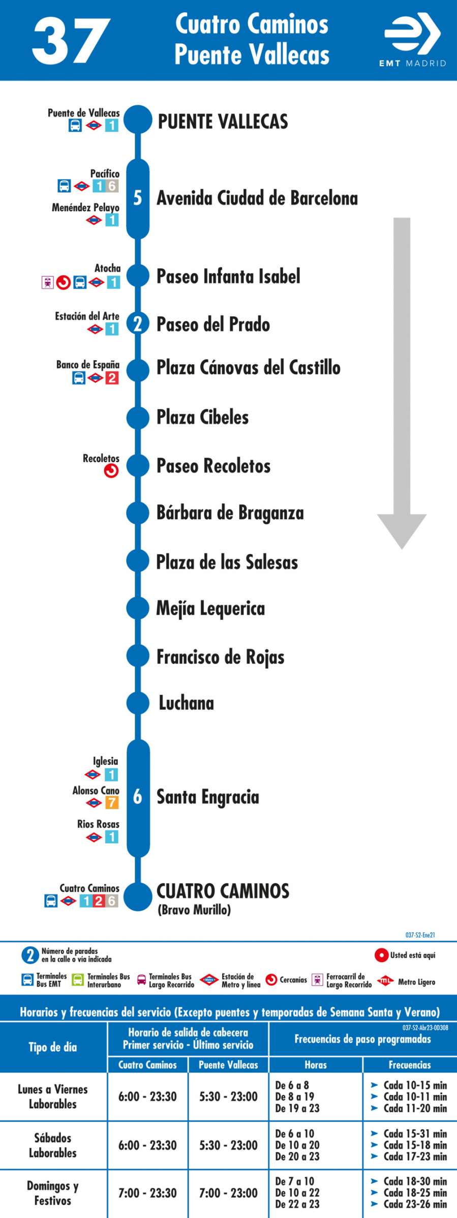 Horario de vuelta