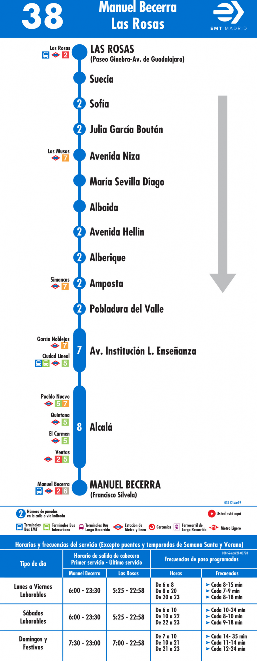 Horario de vuelta