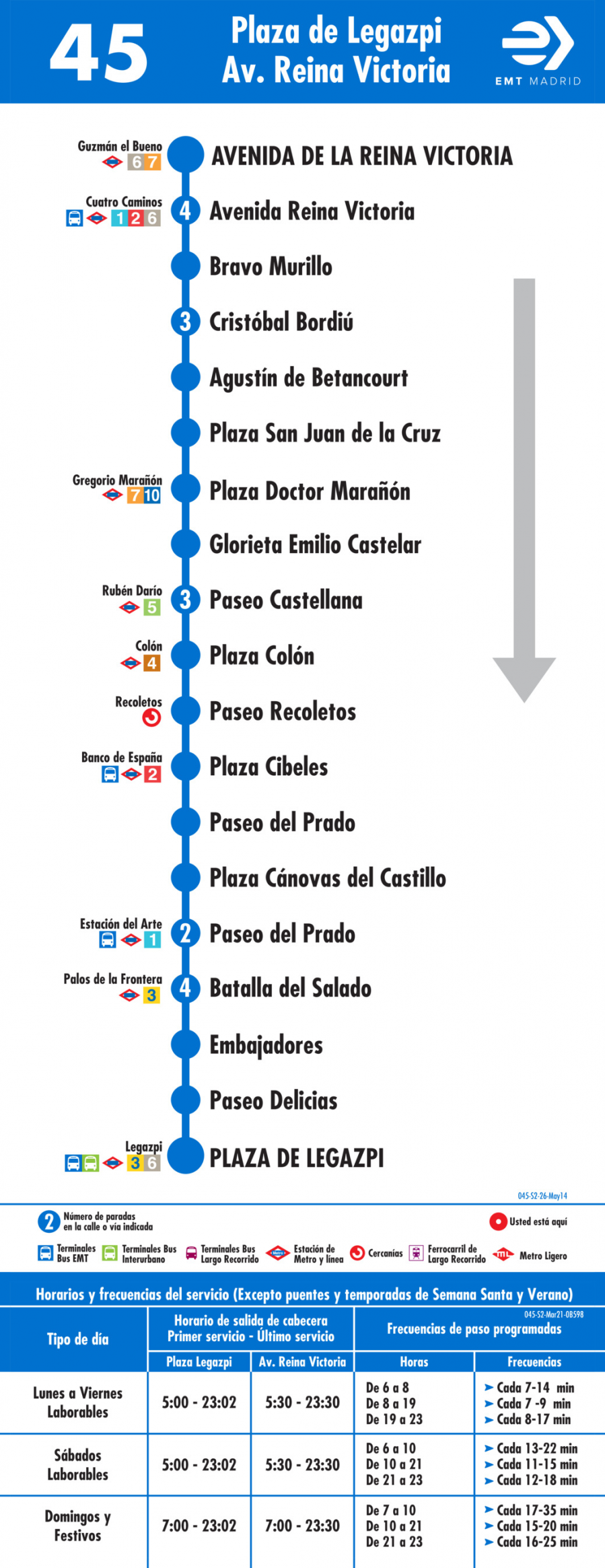 Horario de vuelta