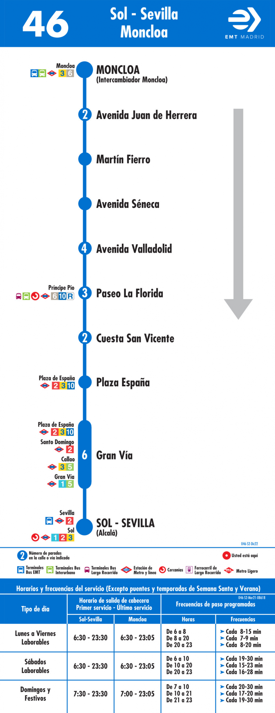 Horario de vuelta