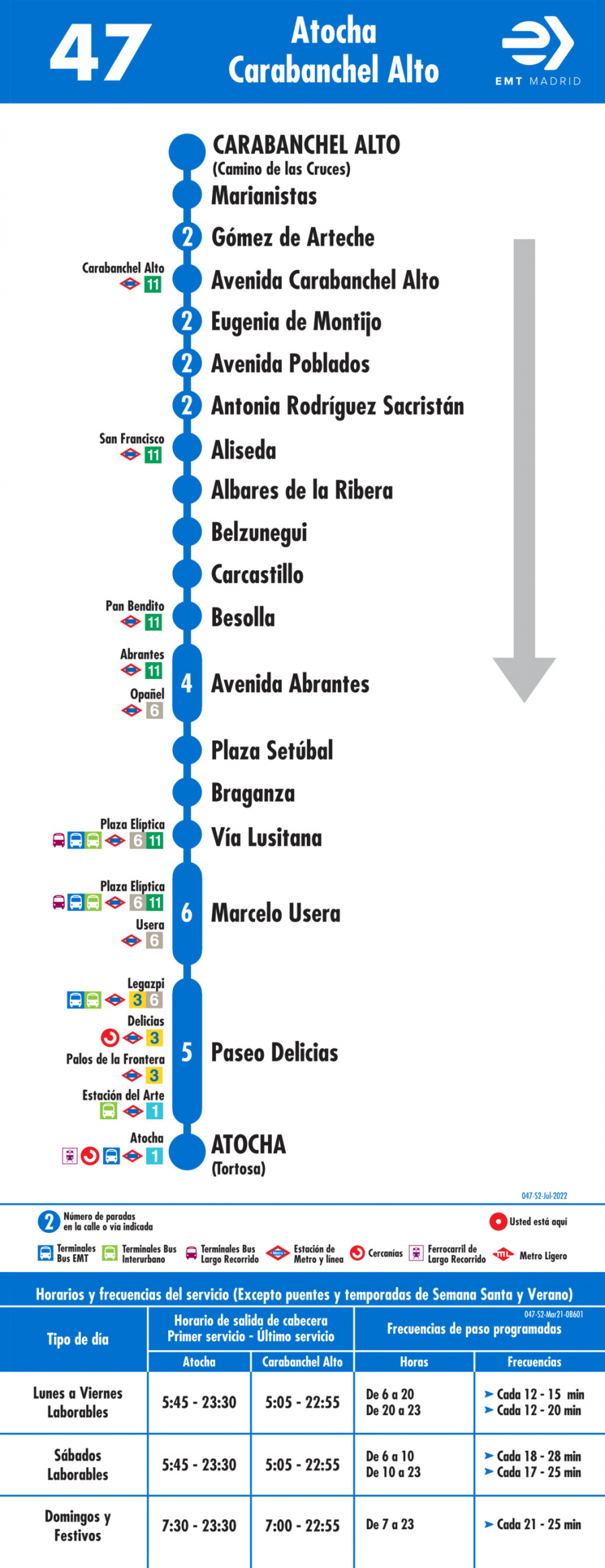 Horario de vuelta