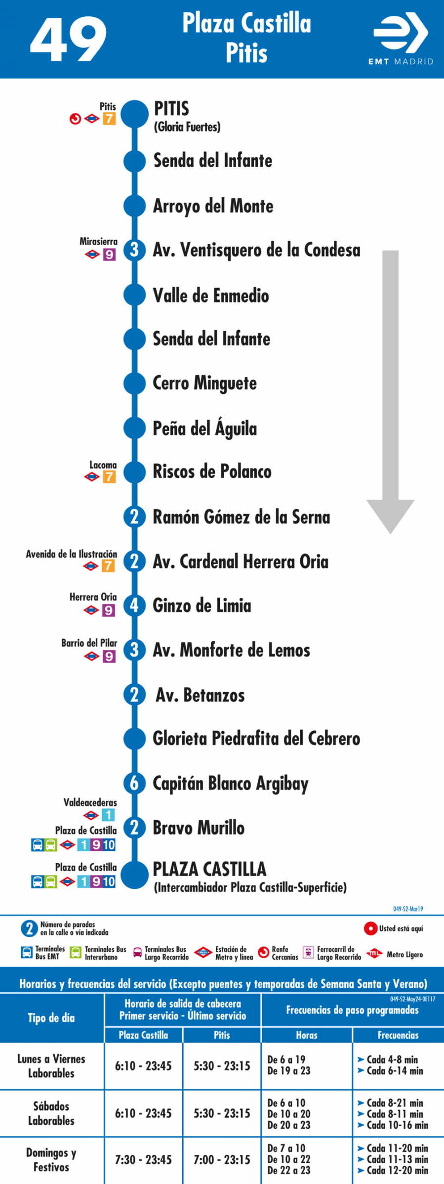 Horario de vuelta