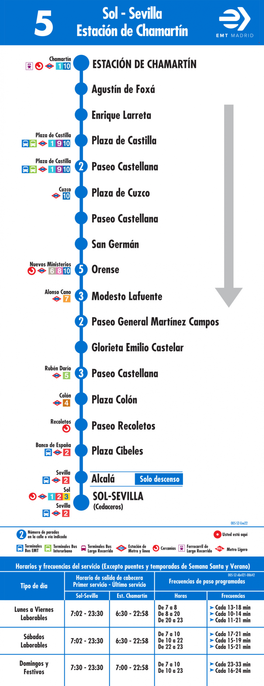 Horario de vuelta