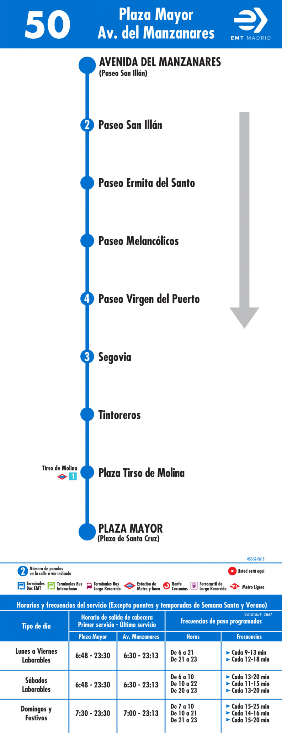 Horario de vuelta