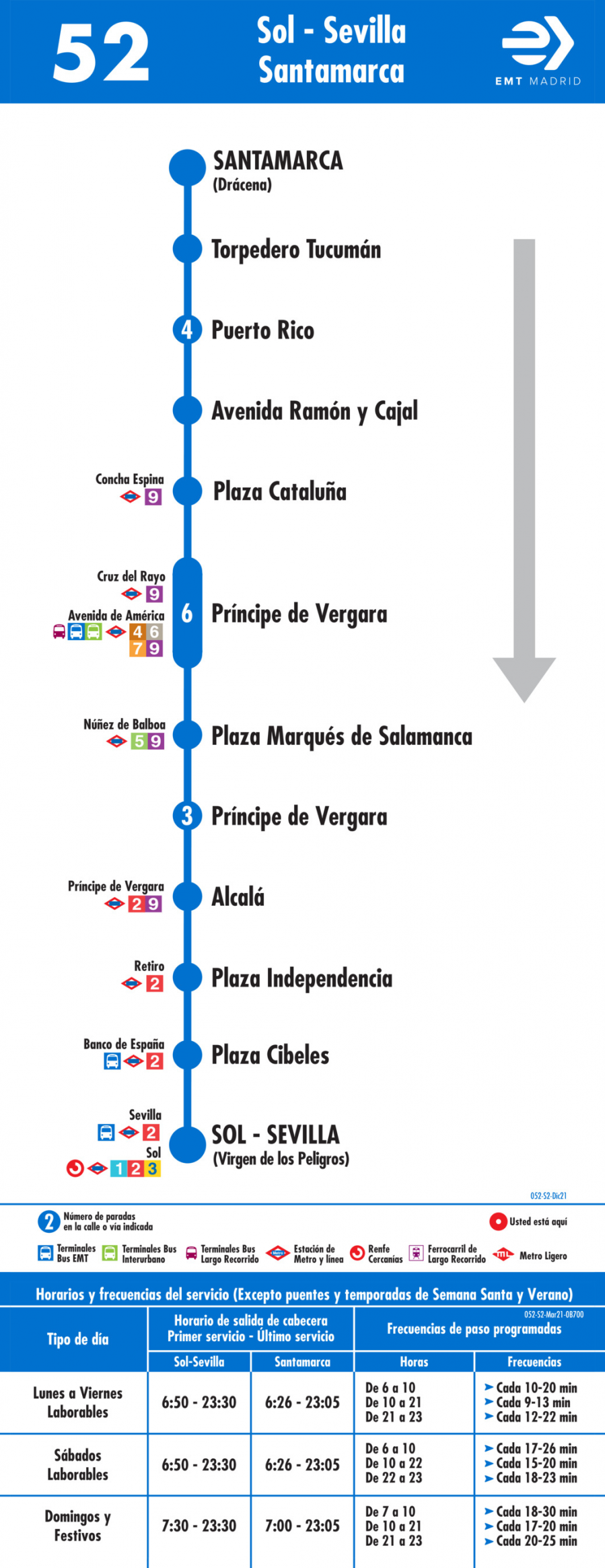 Horario de vuelta