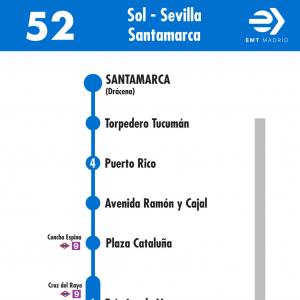 Horario de vuelta Línea 52 Autobuses EMT