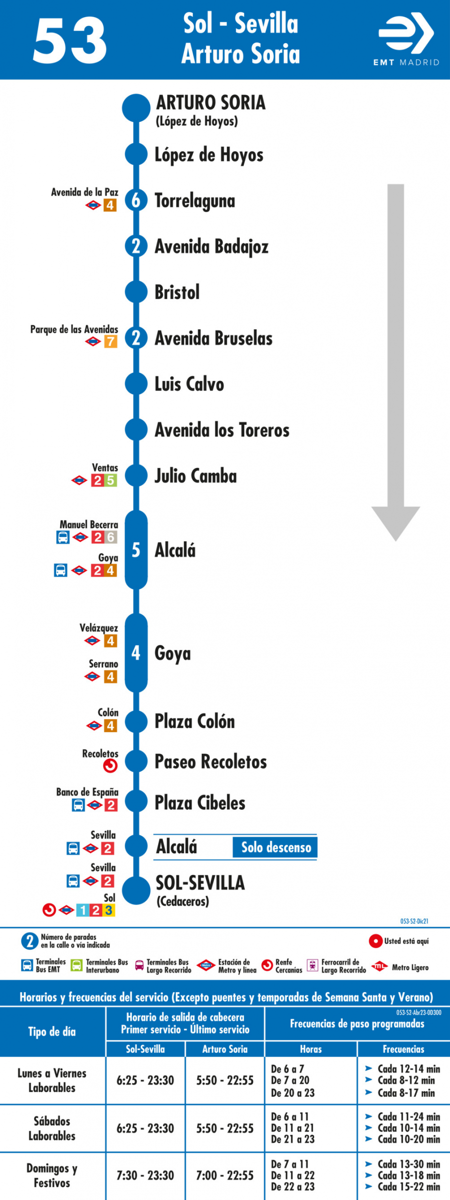 Horario de vuelta