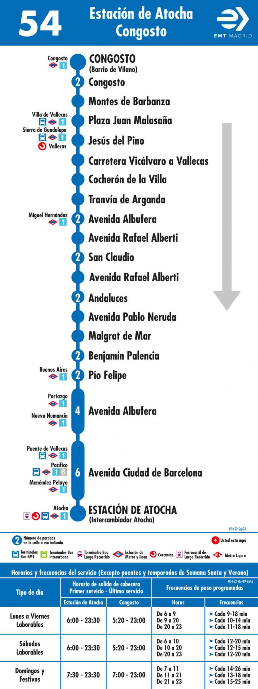 Horario de vuelta