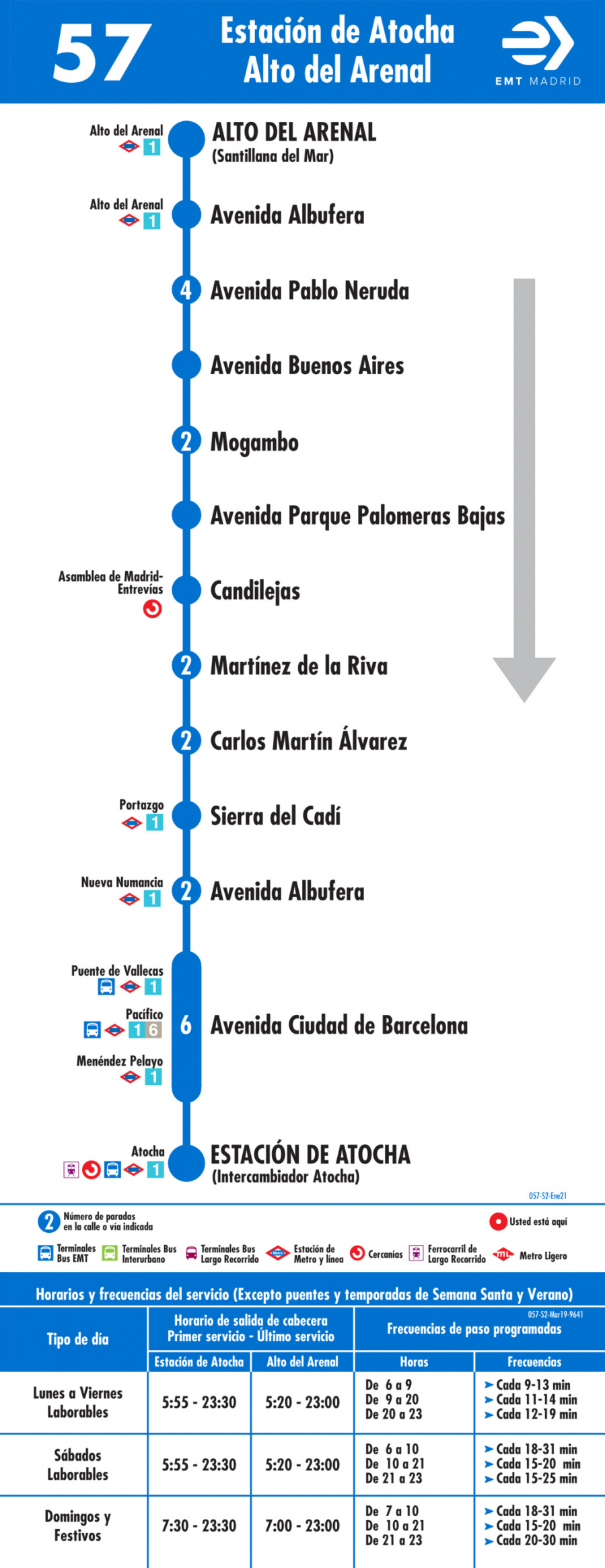 Horario de vuelta