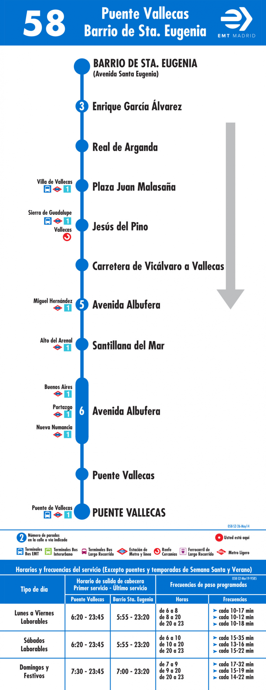 Horario de vuelta