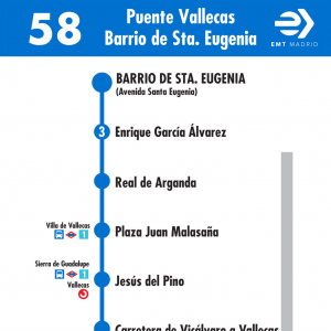 Horario de vuelta Línea 58 Autobuses EMT