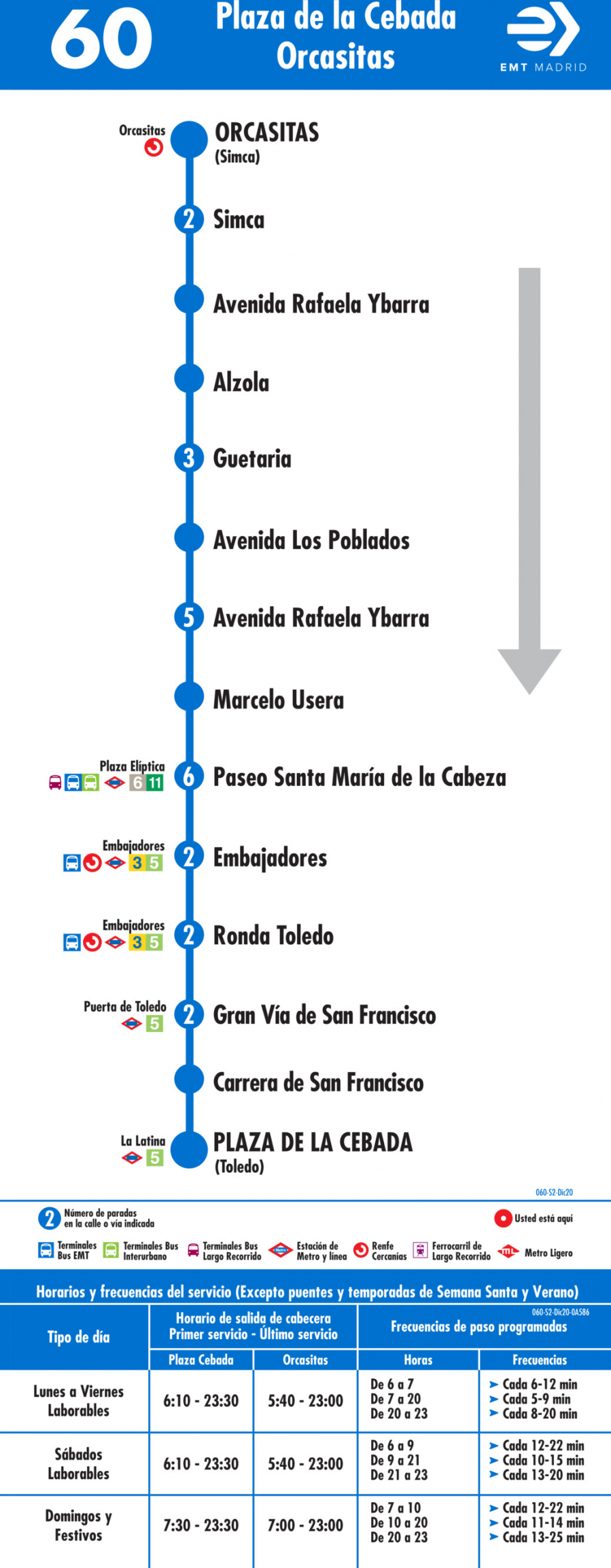 Horario de vuelta