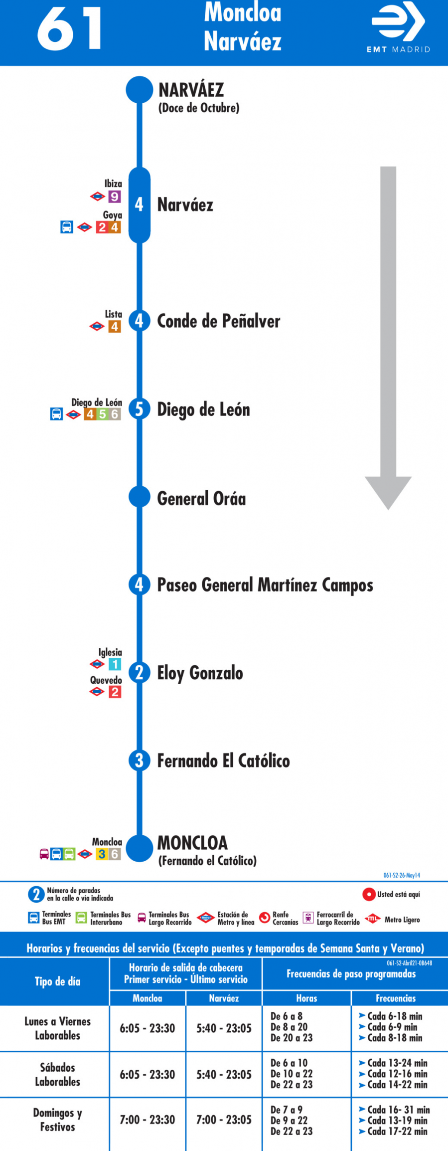 Horario de vuelta