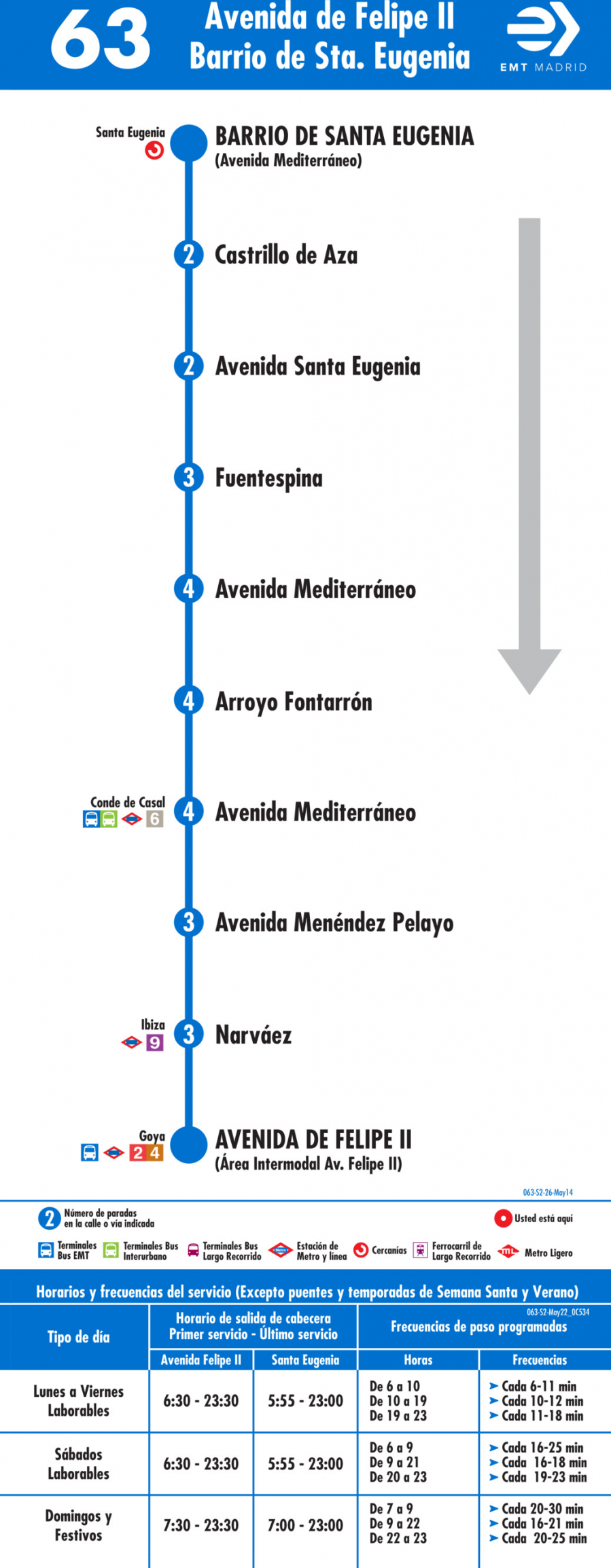 Horario de vuelta