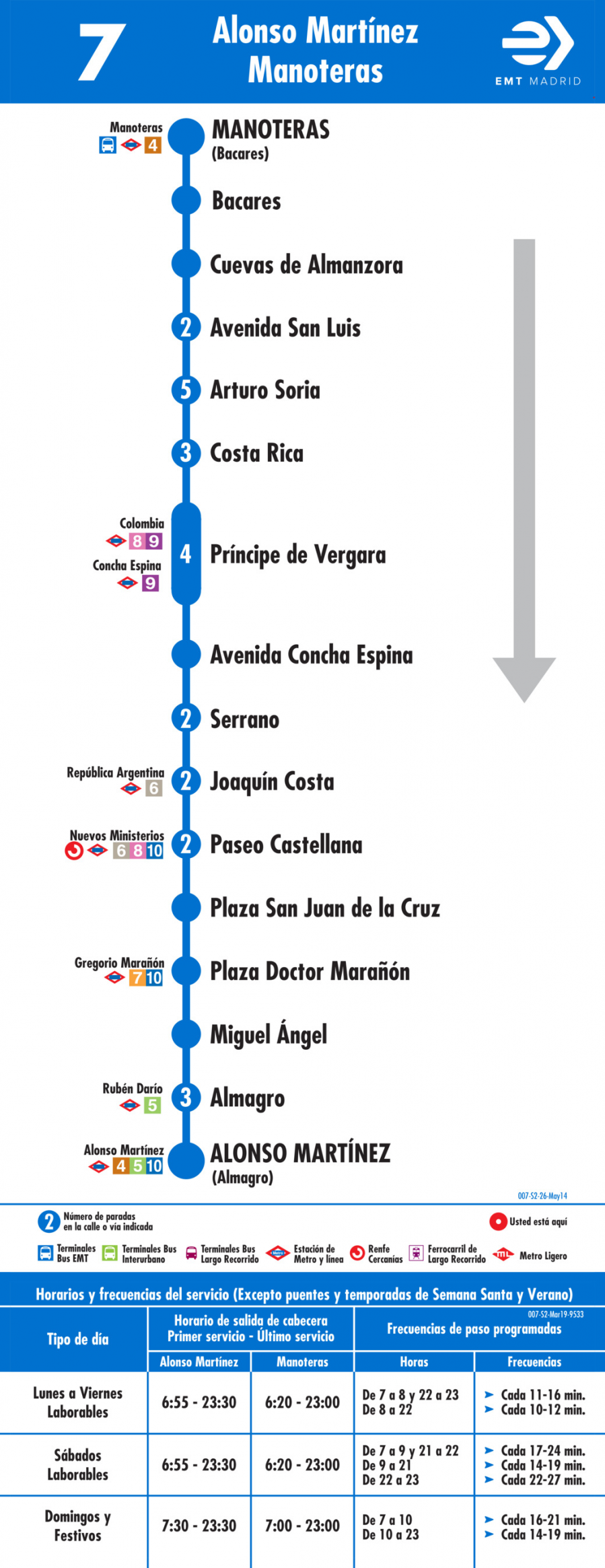 Horario de vuelta