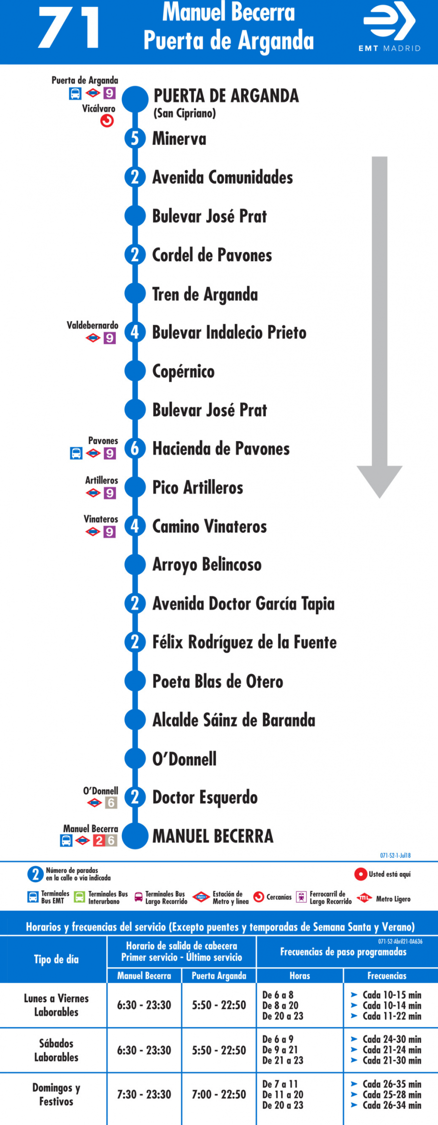 Horario de vuelta