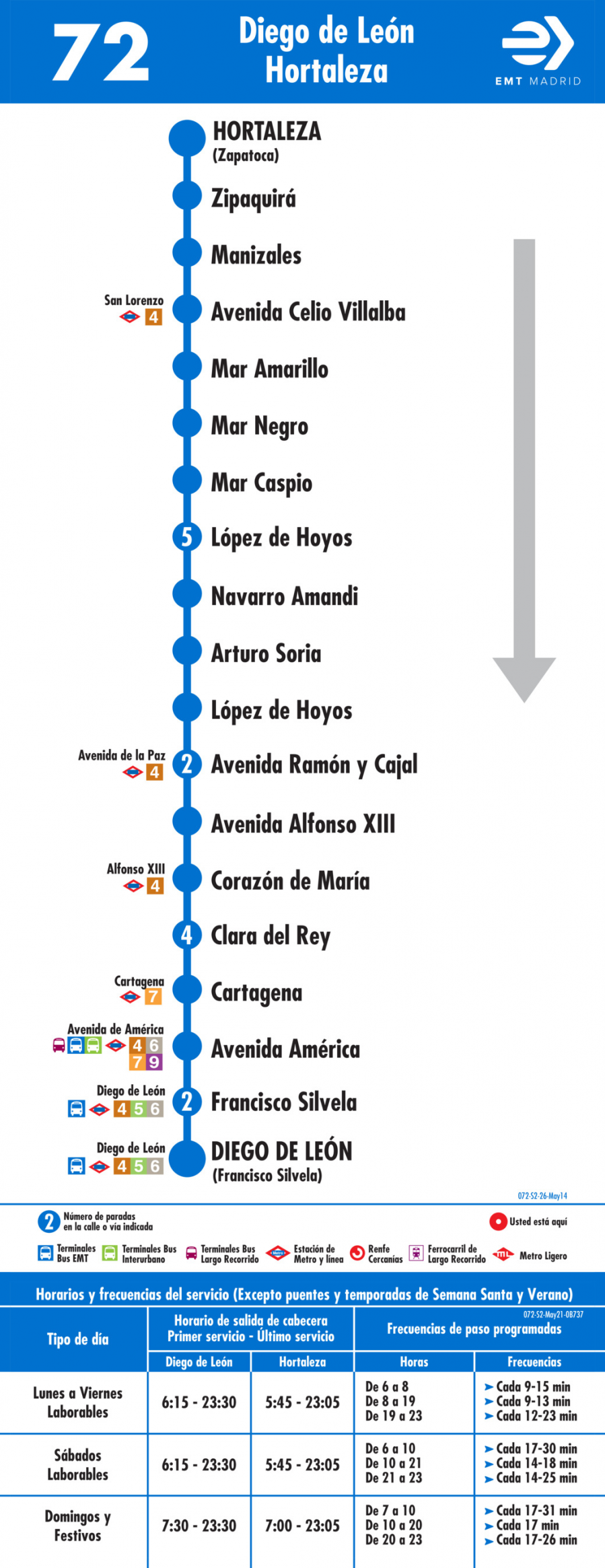 Horario de vuelta