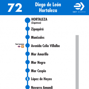 Horario de vuelta Línea 72 Autobuses EMT