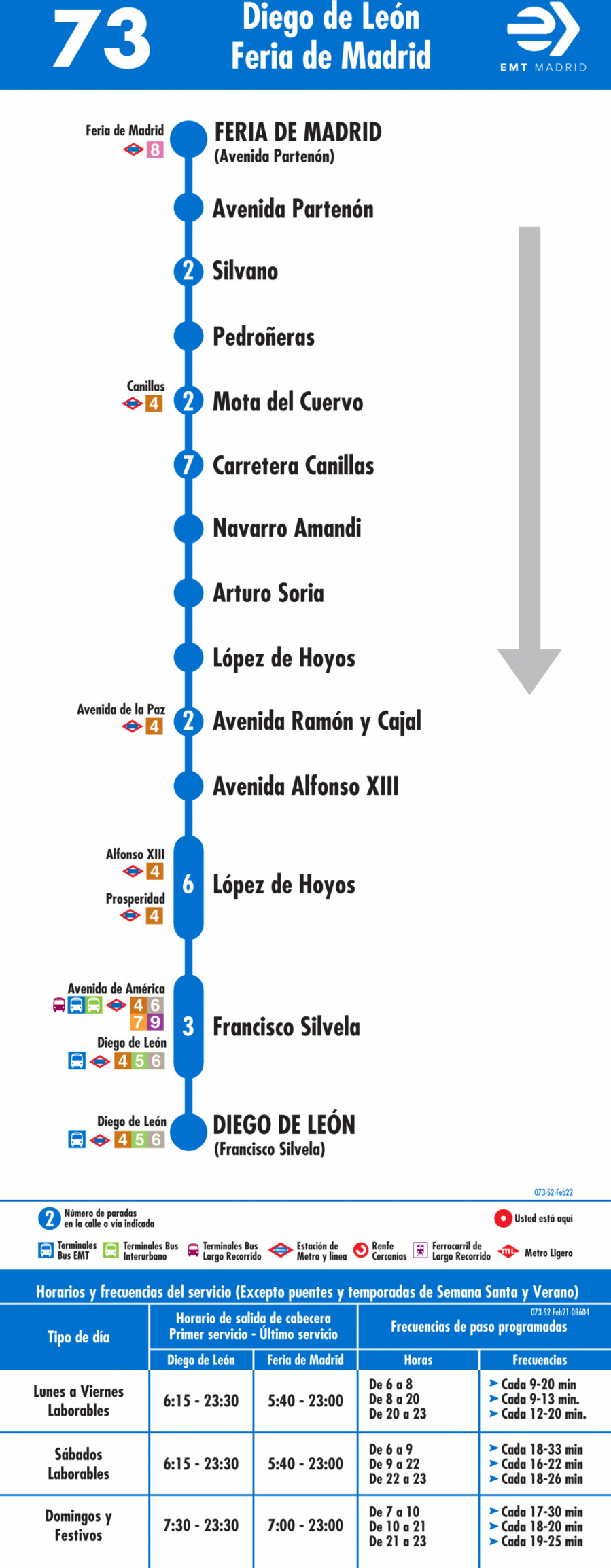 Horario de vuelta