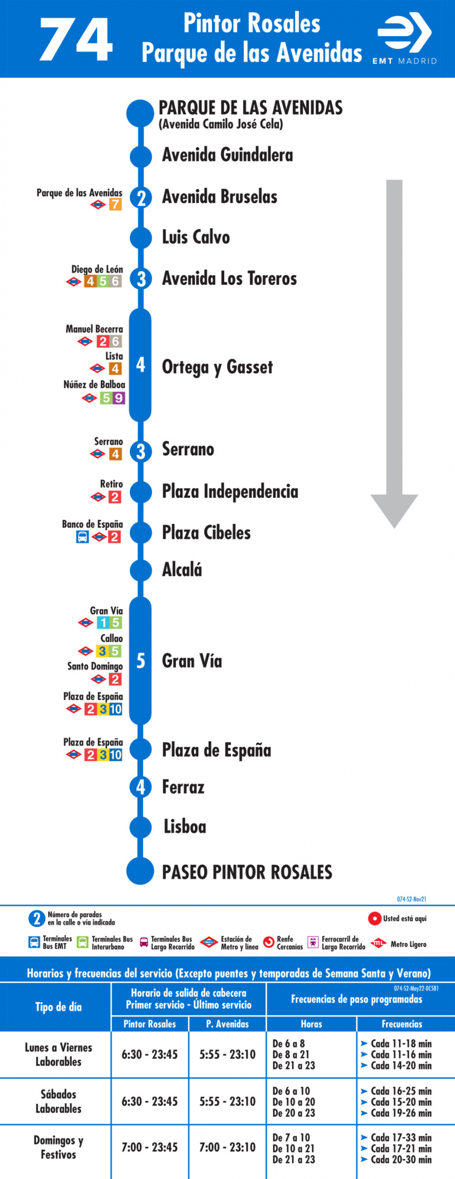 Horario de vuelta