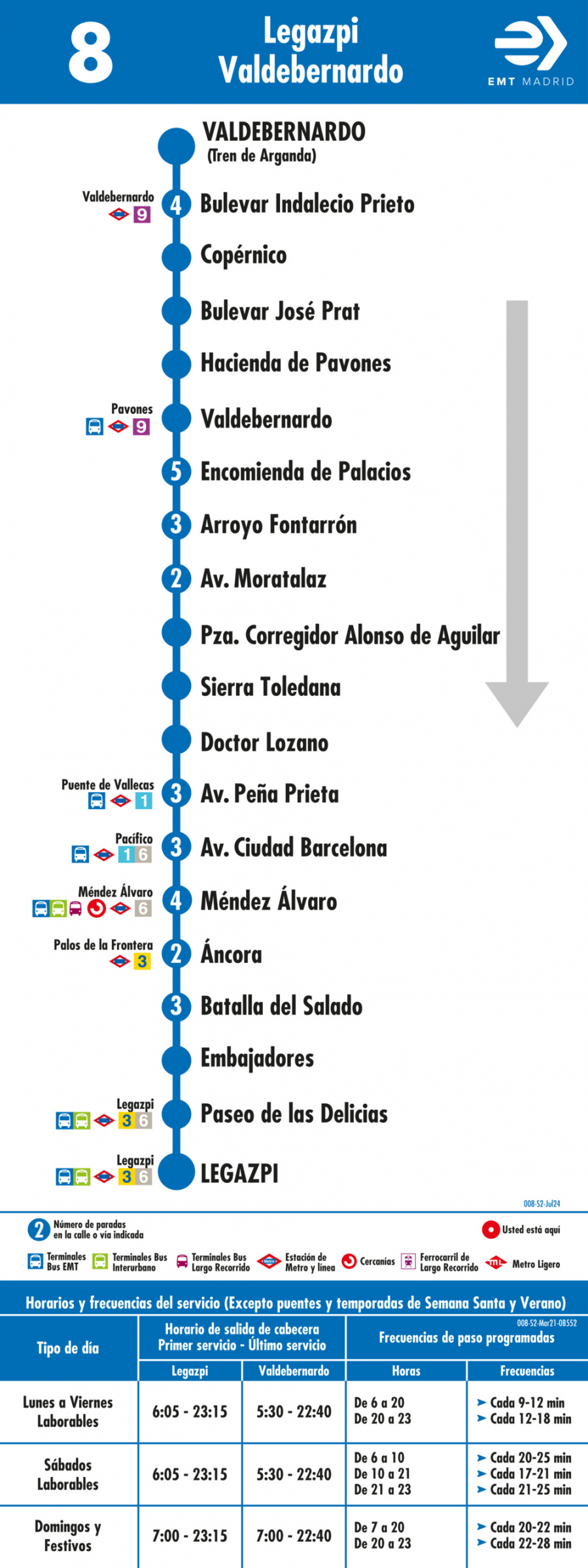 Horario de vuelta