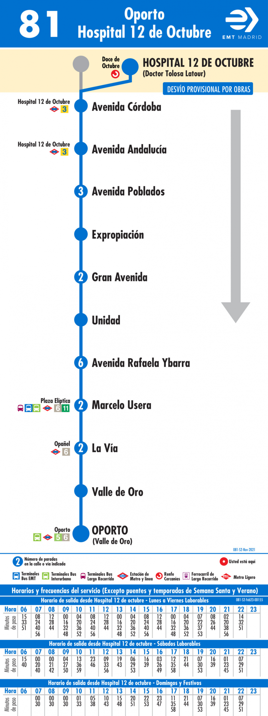 Horario de vuelta