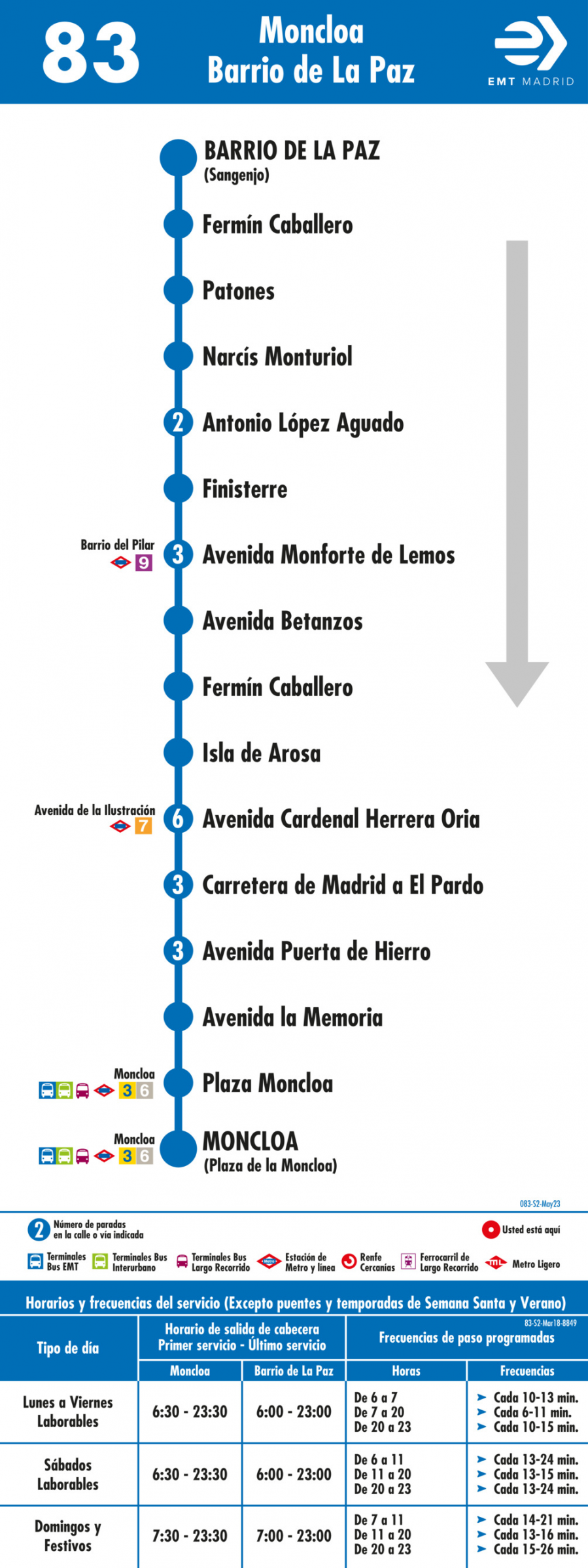 Horario de vuelta