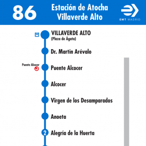 Horario de vuelta Línea 86 Autobuses EMT