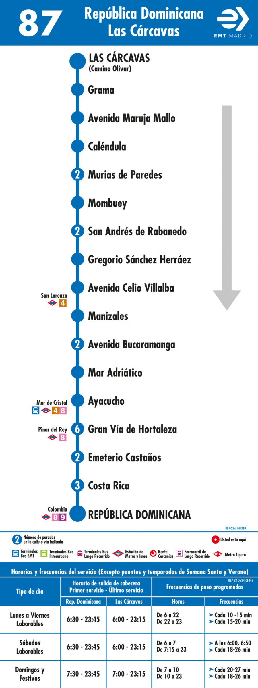 Horario de vuelta