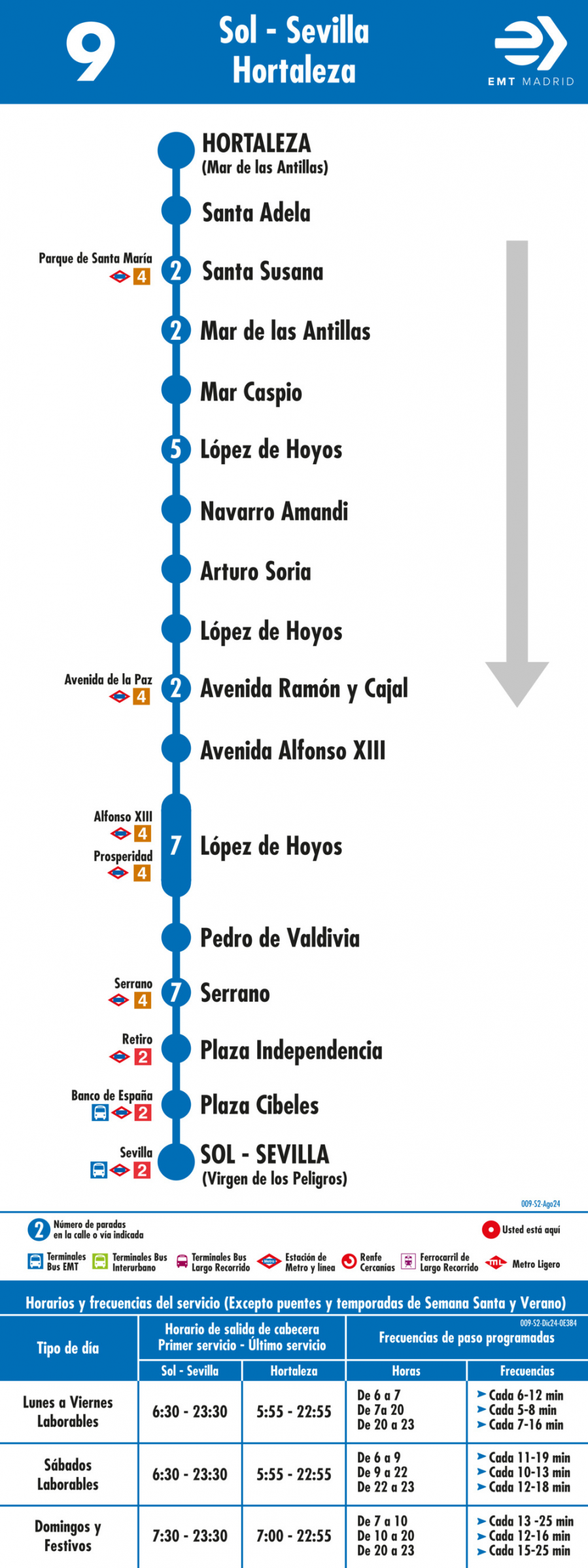 Horario de vuelta