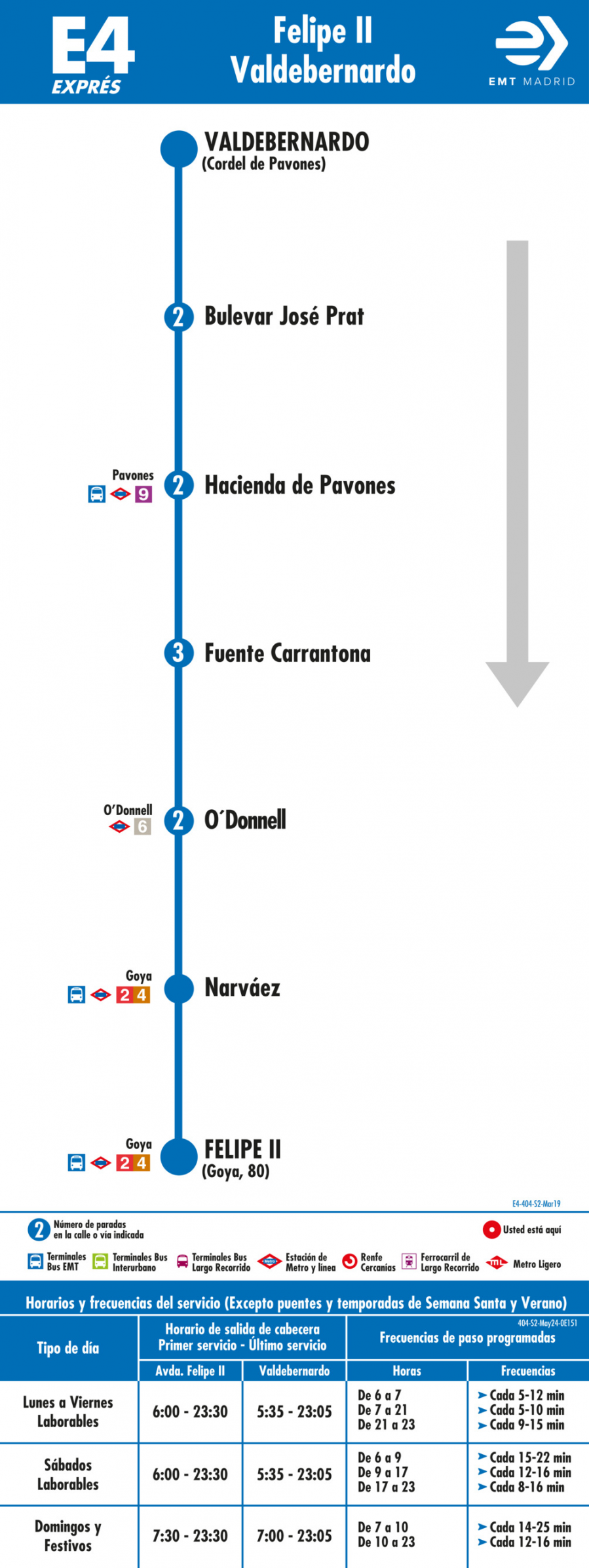 Horario de vuelta