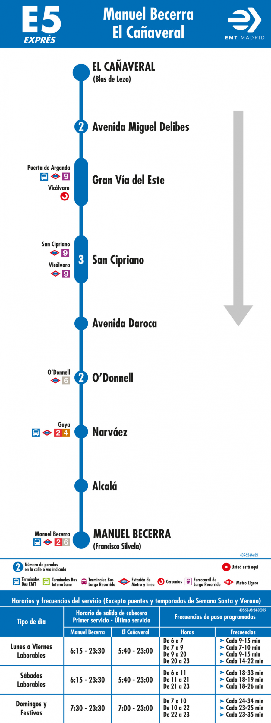 Horario de vuelta