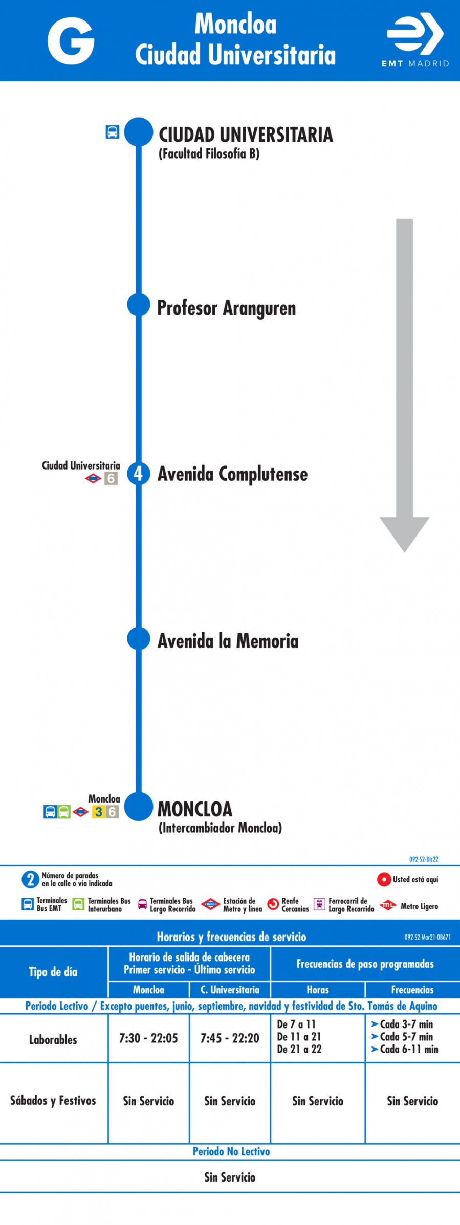 Horario de vuelta