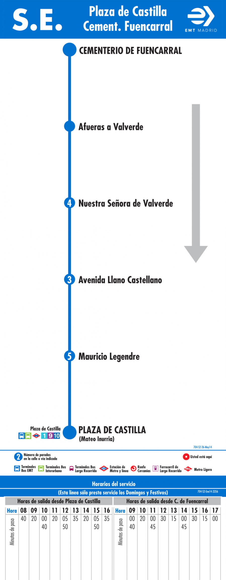 Horario de vuelta