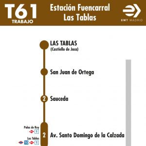 Horario de vuelta Línea T61 Autobuses EMT