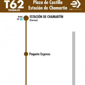Horario de vuelta Línea T62 Autobuses EMT