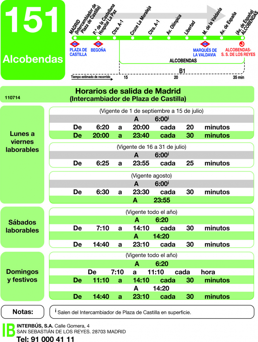 Horario de ida