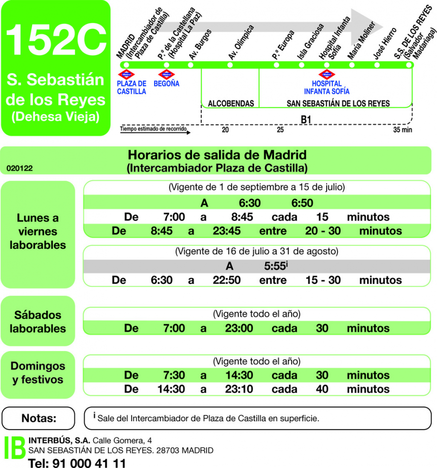 Horario de ida