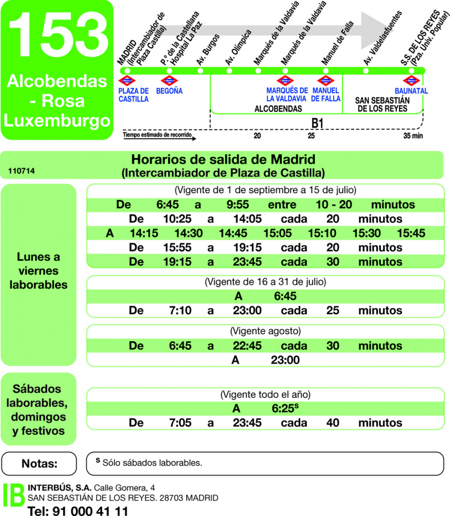 Horario de ida