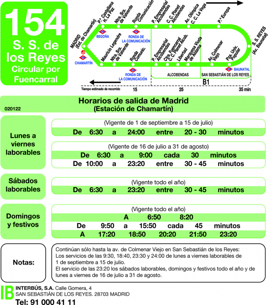 Horario de ida