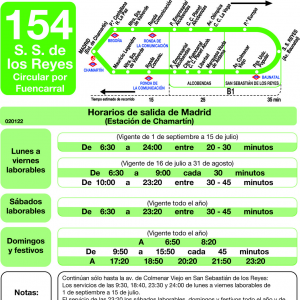 Horario de ida Línea 154 Autobuses Interurbanos