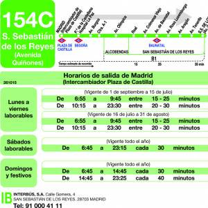 Horario de ida Línea 154-C Autobuses Interurbanos