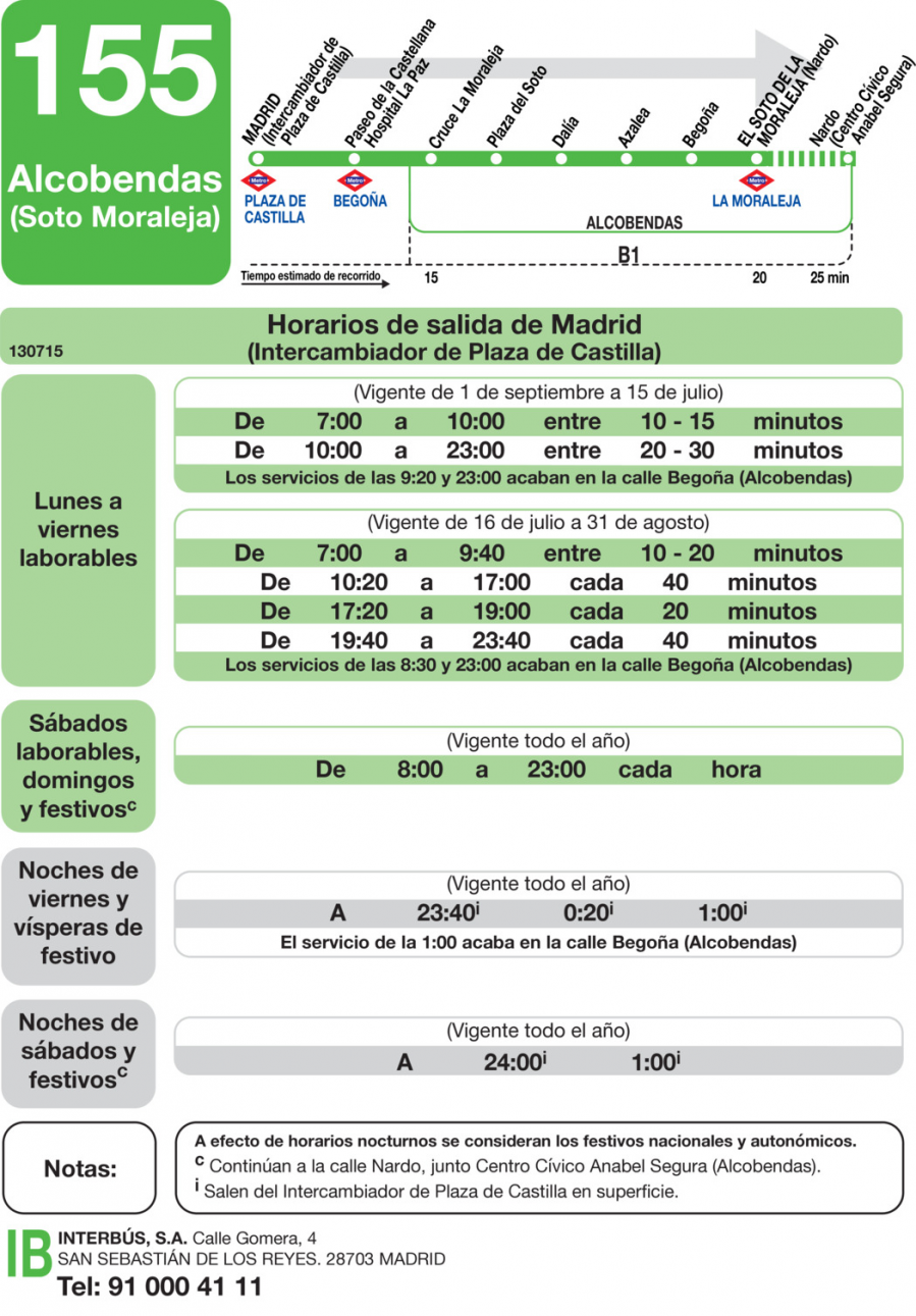 Horario de ida