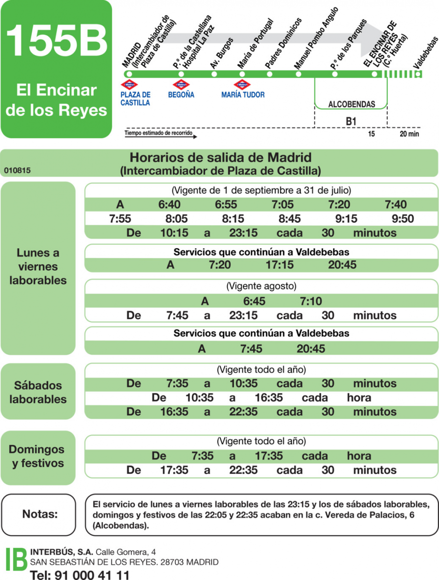 Horario de ida