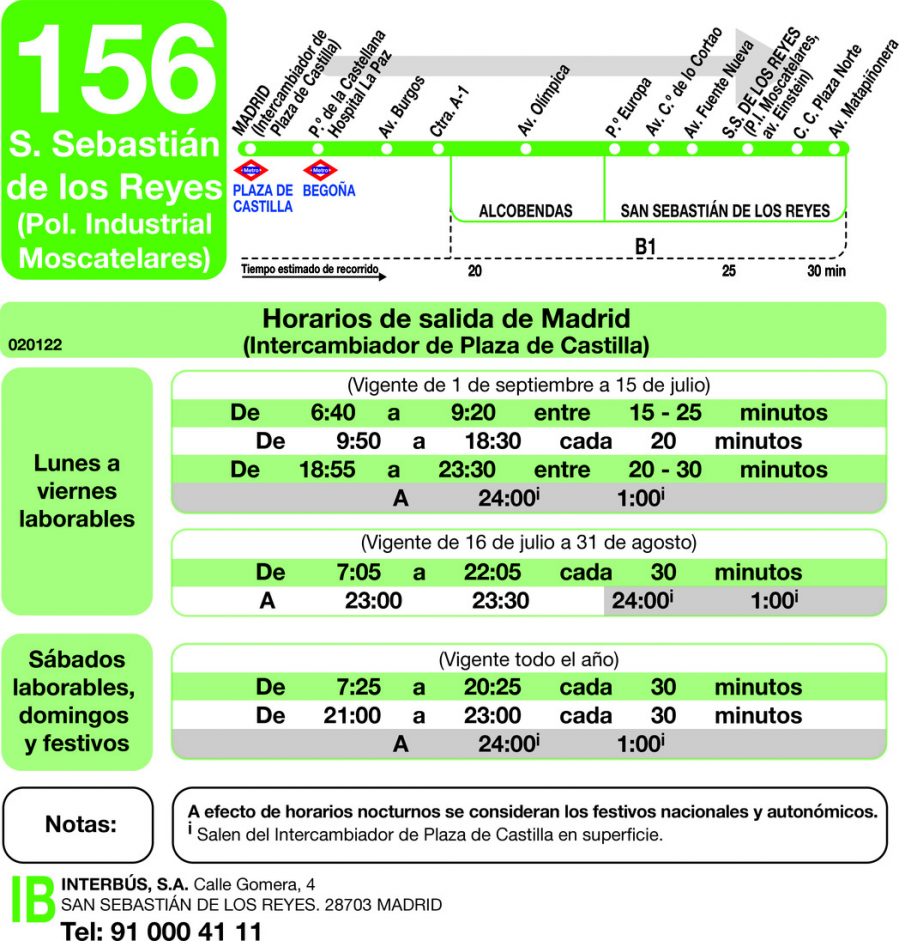 Horario de ida