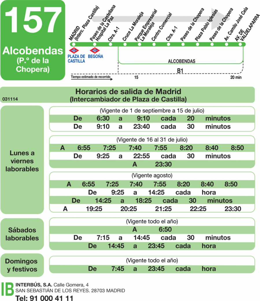 Horario de ida