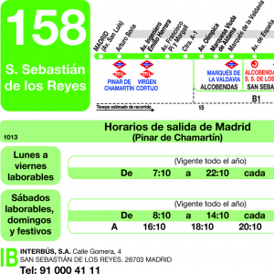 Horario de ida Línea 158 Autobuses Interurbanos