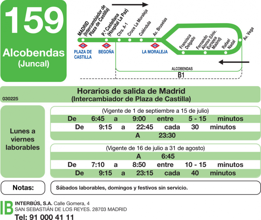 Horario de ida