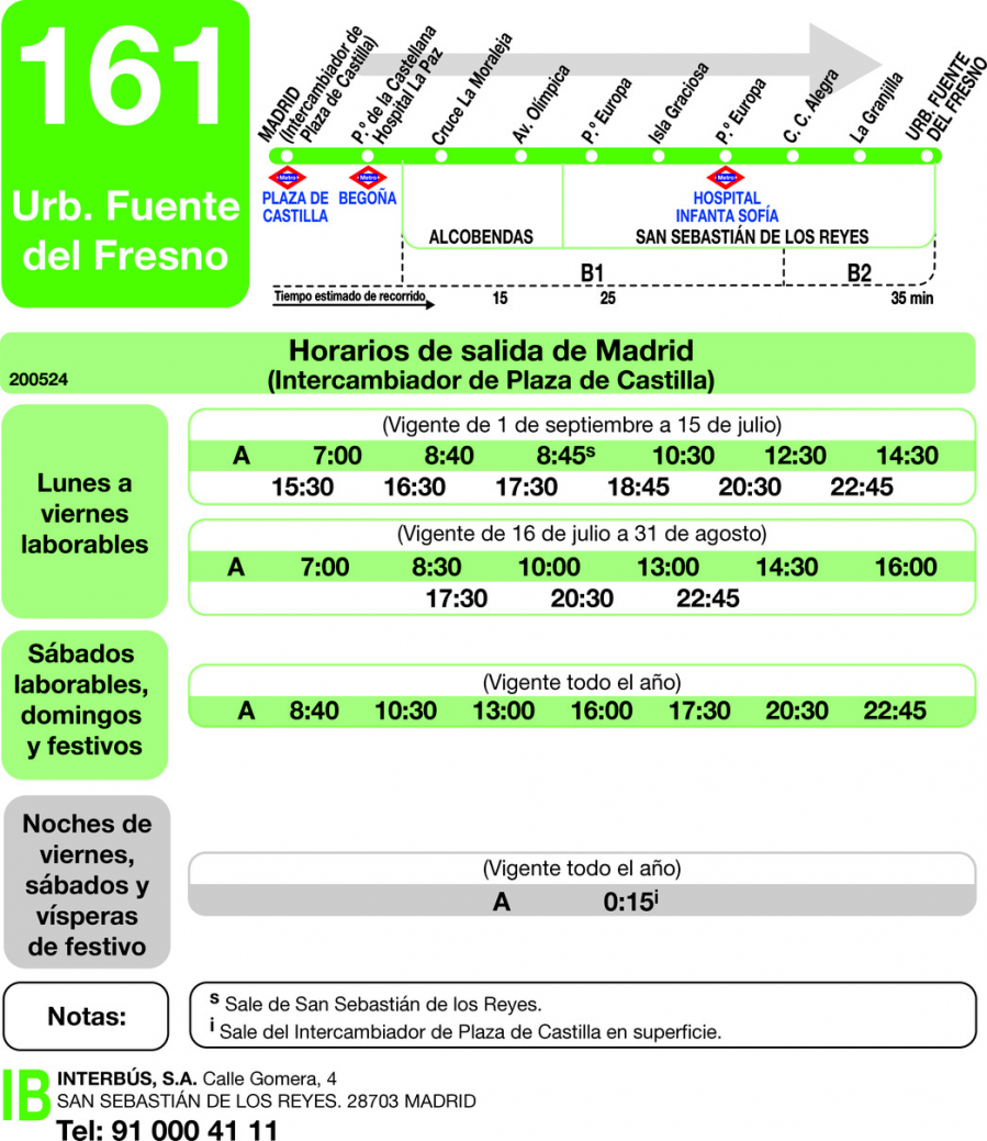 Horario de ida