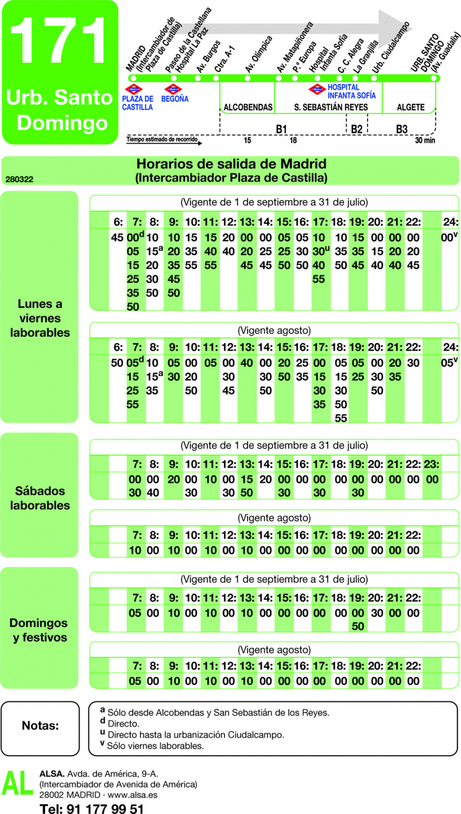 Horario de ida